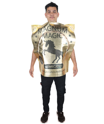 HPO Men’s Hilarious Gold Magic Condom Costume | Suitable for Halloween | Flame-retardant Synthetic Fabric