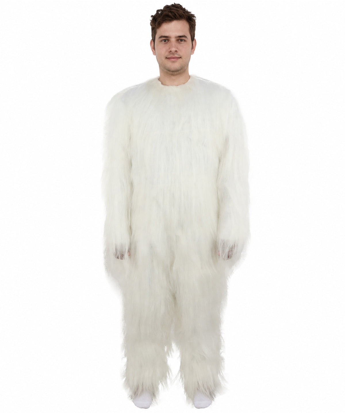 HPO Unisex Extreme Hairy Person Costume, Mask and Bundle - Full-Body Hair Suit Extra-Long Ash Brown Costume Wig for Halloween, Cosplay & Parties