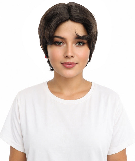 HPO Women’s 10-Inch Short Brown Wig | Celebrity Hairpiece for Costume, Cosplay, and Themed Parties | Sleek and Modern Hairpiece for Versatile Looks