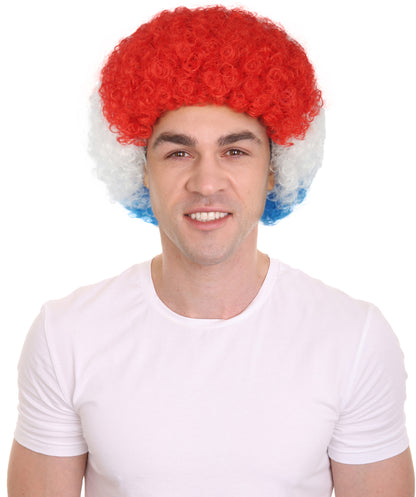 Holland Sport Afro Fun Wig | Red Blue White Jumbo Wig