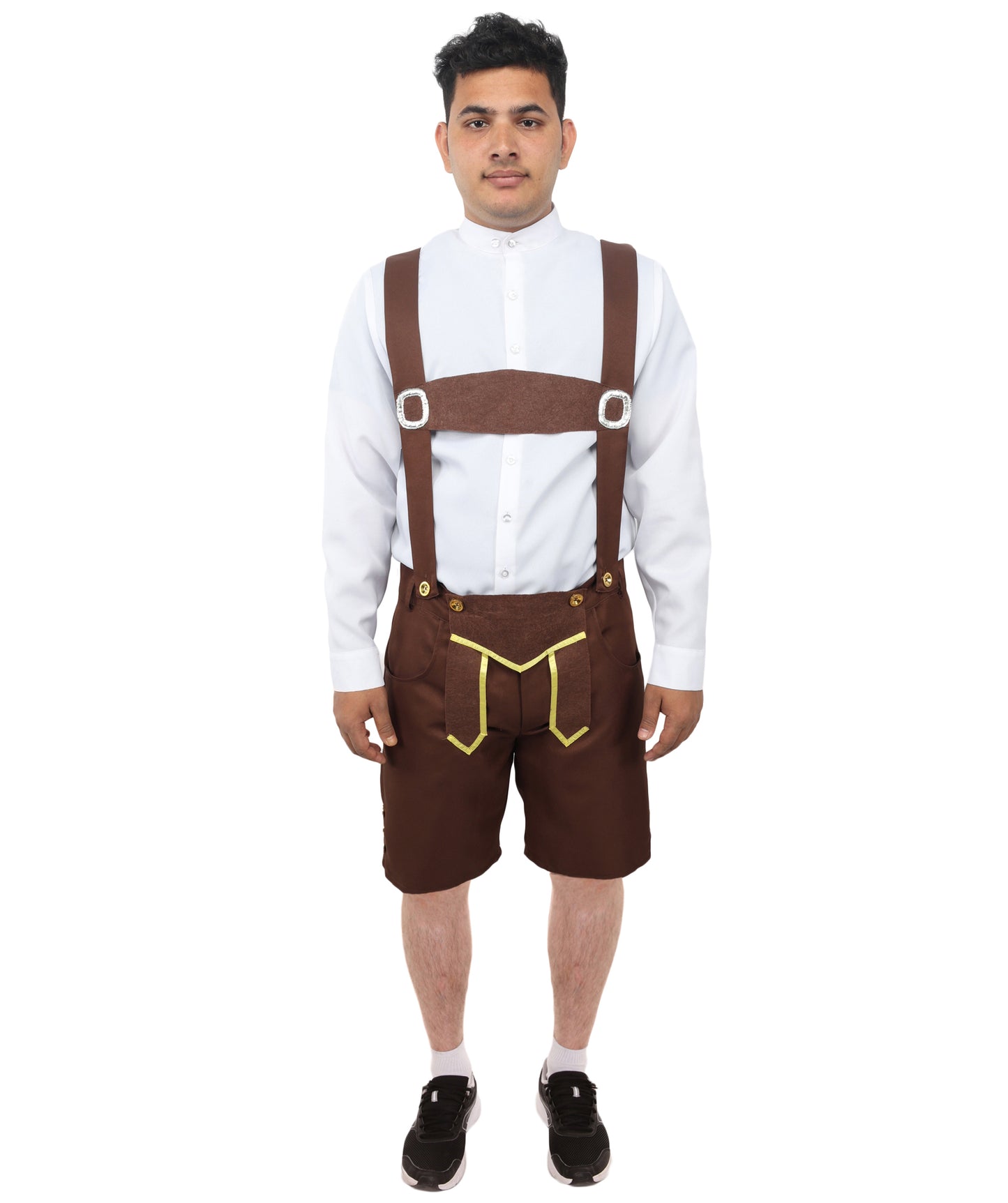 HPO Men’s Genuine Leather Authentic German White & Brown Costume – Traditional Bavarian Outfit