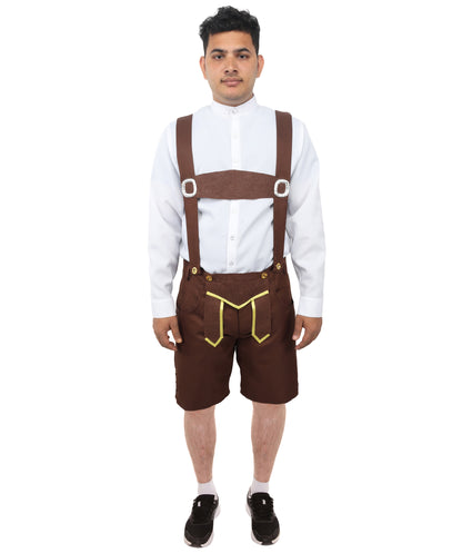 HPO Men’s Genuine Leather Authentic German White & Brown Costume – Traditional Bavarian Outfit