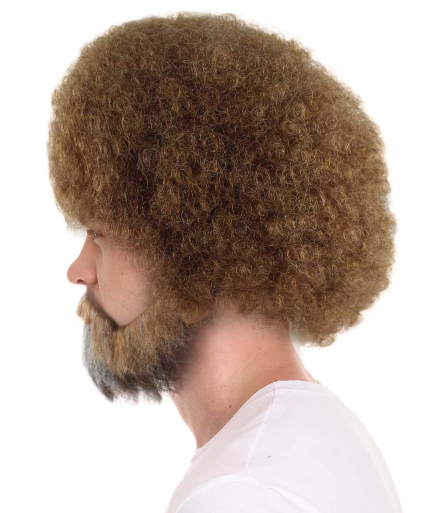 Famous Painter Afro Wig with Full Beard and Moustache Set | Brown Celebrity Wigs | Premium Breathable Capless Cap