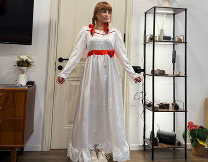Evil Doll Anna-belle | Multi Color Options Long Maxi Dress in Satin-Feel | Premium Horror Halloween Costume