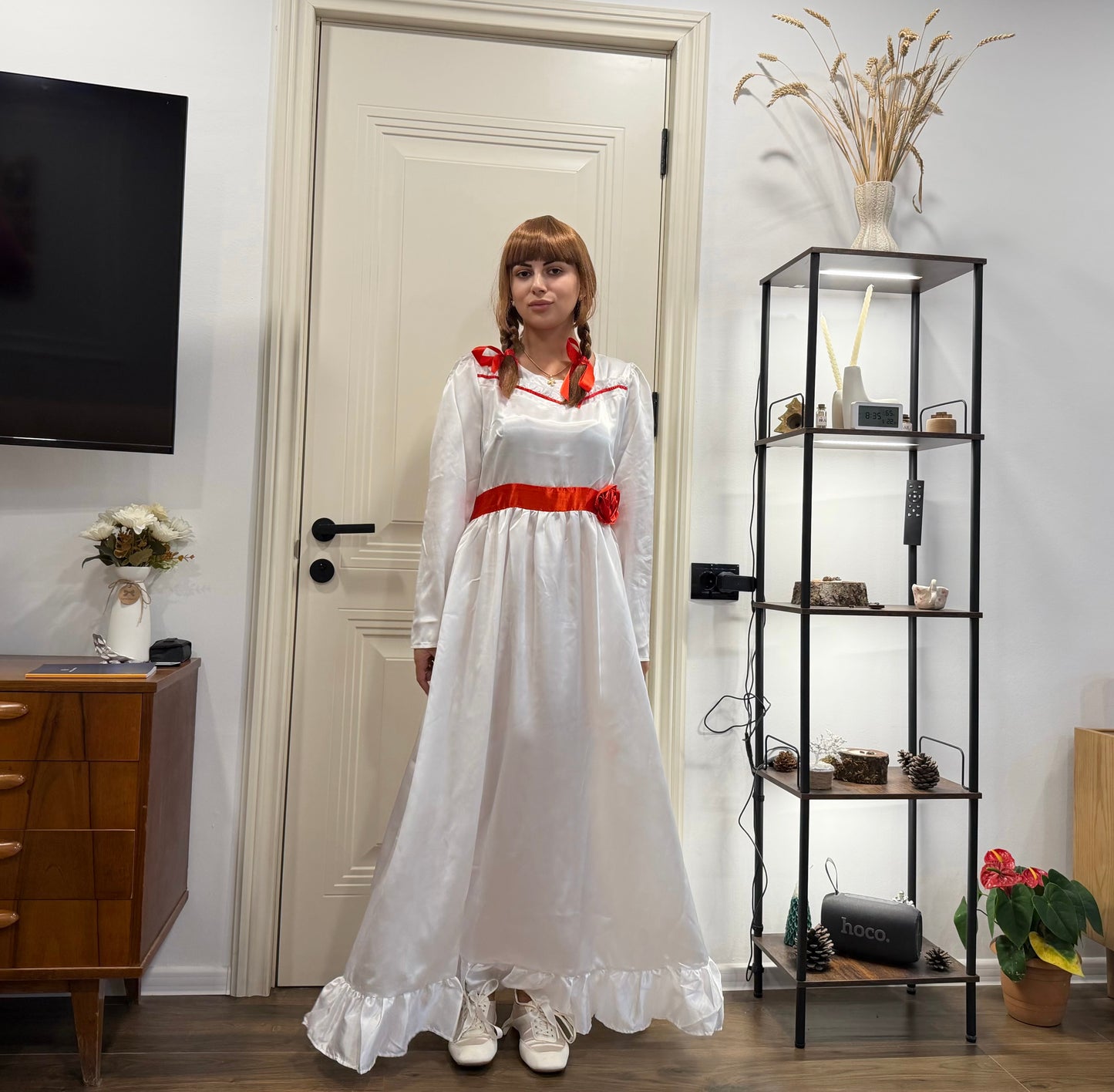 Evil Doll Anna-belle | Multi Color Options Long Maxi Dress in Satin-Feel | Premium Horror Halloween Costume