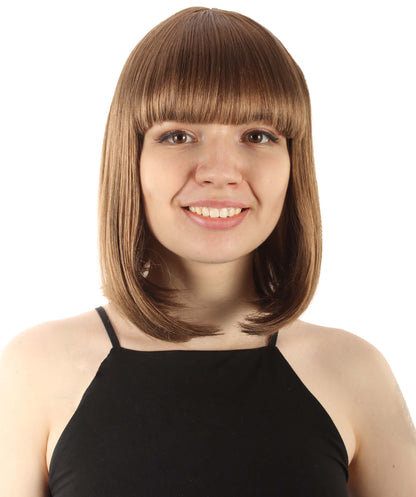 HPO Women's Shoulder Length Bob Wig Collection | Straight Halloween Wig Multiple Color Option | Premium Breathable Capless Cap