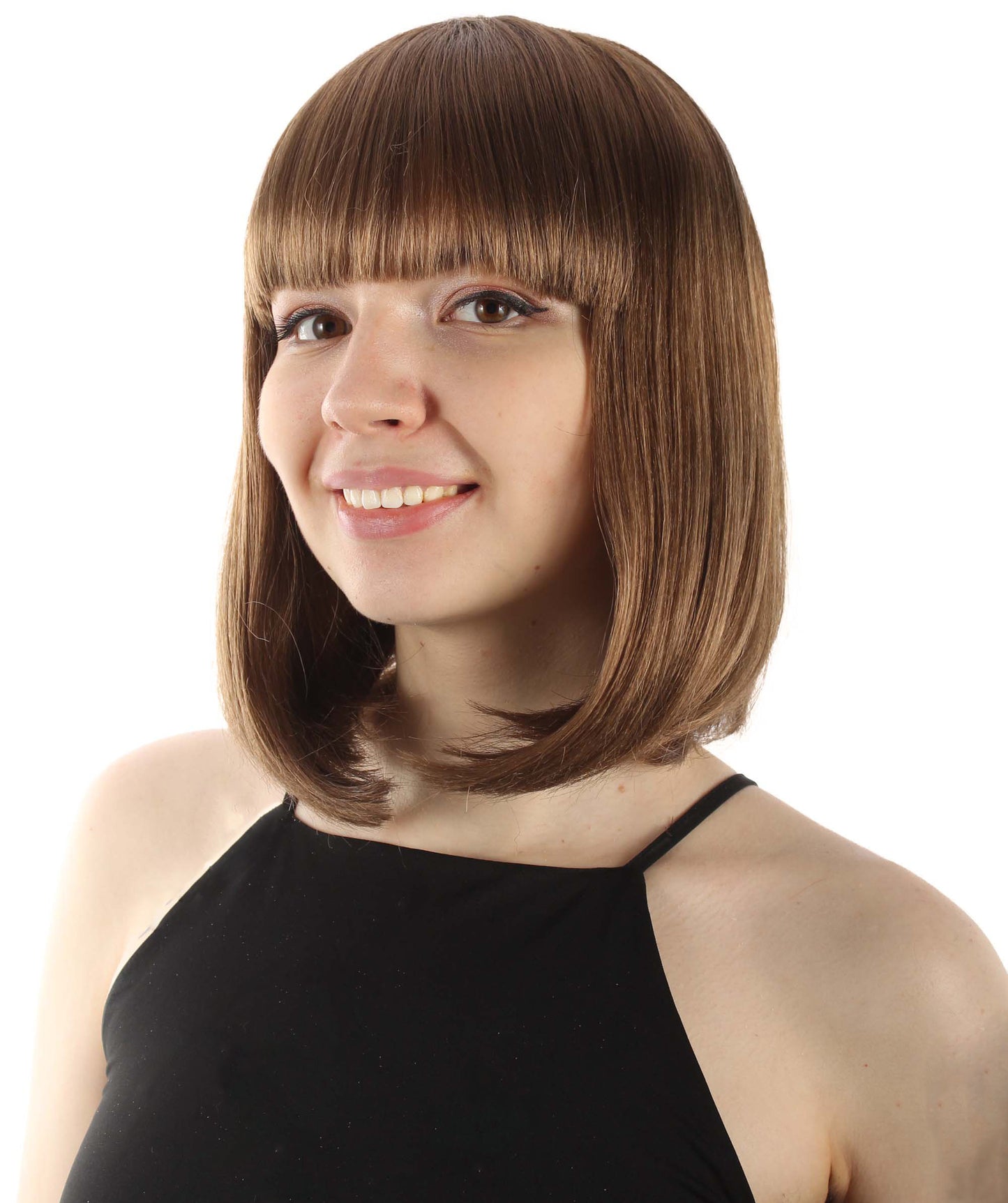 HPO Women's Shoulder Length Bob Wig Collection | Straight Halloween Wig Multiple Color Option | Premium Breathable Capless Cap