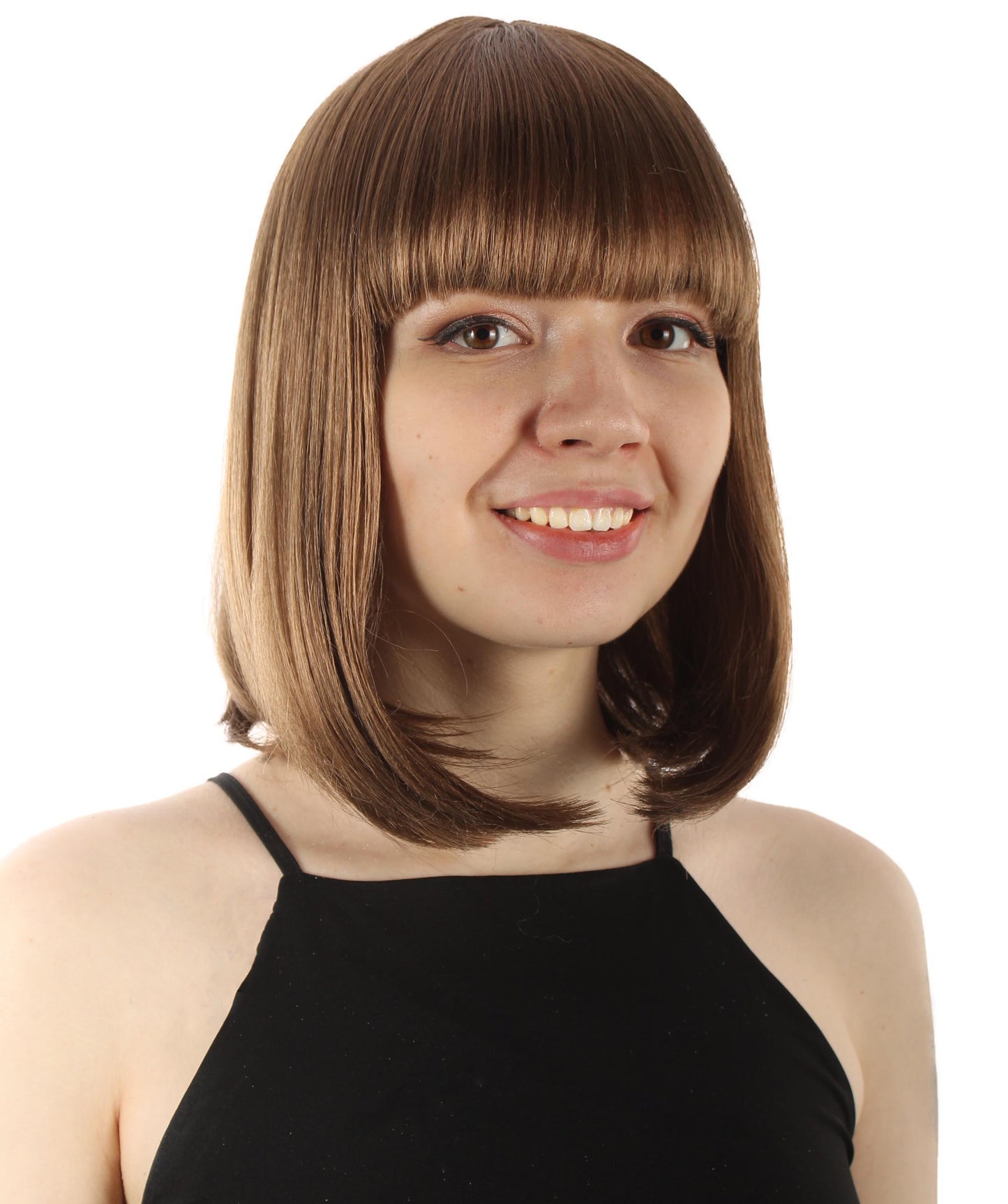 HPO Women's Shoulder Length Bob Wig Collection | Straight Halloween Wig Multiple Color Option | Premium Breathable Capless Cap