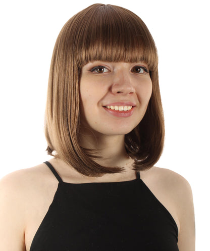 HPO Women's Shoulder Length Bob Wig Collection | Straight Halloween Wig Multiple Color Option | Premium Breathable Capless Cap
