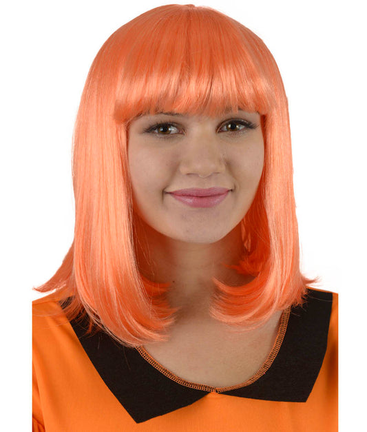 Classic Flapper Neon Orange bob Wig