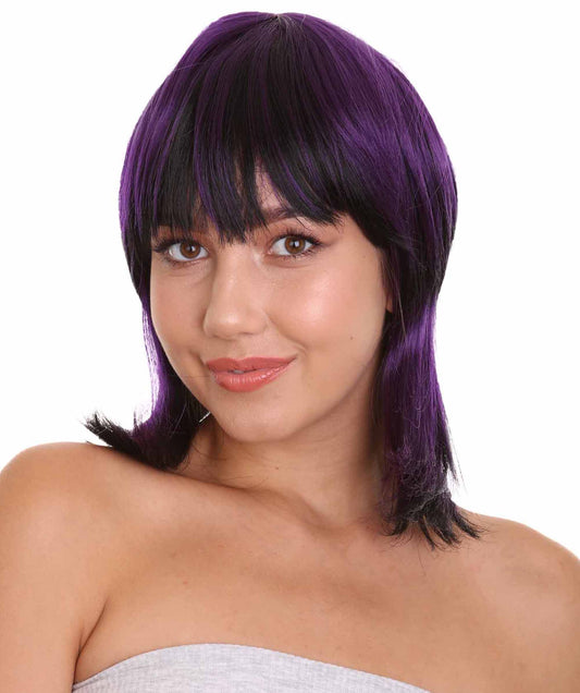HPO Ghost of the Shell | Black & Purple Halloween Wig | Premium Breathable Capless Cap
