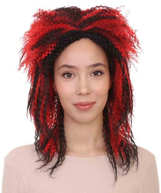 Diabolist Black and Red Style Wig | Super Curly Character Cosplay Halloween Wig | Premium Breathable Capless Cap