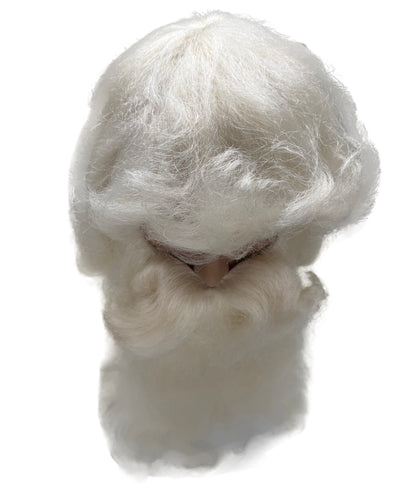 Adult Santa Claus Long Creamy white Wig & Curly Beard Set | Extra Long Festive Holiday Wig for Men | Breathable Capless Cap for Christmas, Cosplay, Parties & Events
