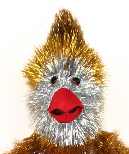 HPO Men's Furry Cardinal Mascot Tinsel Mask Costume, Halloween-Mask, Flame-retardant Tinsel Material