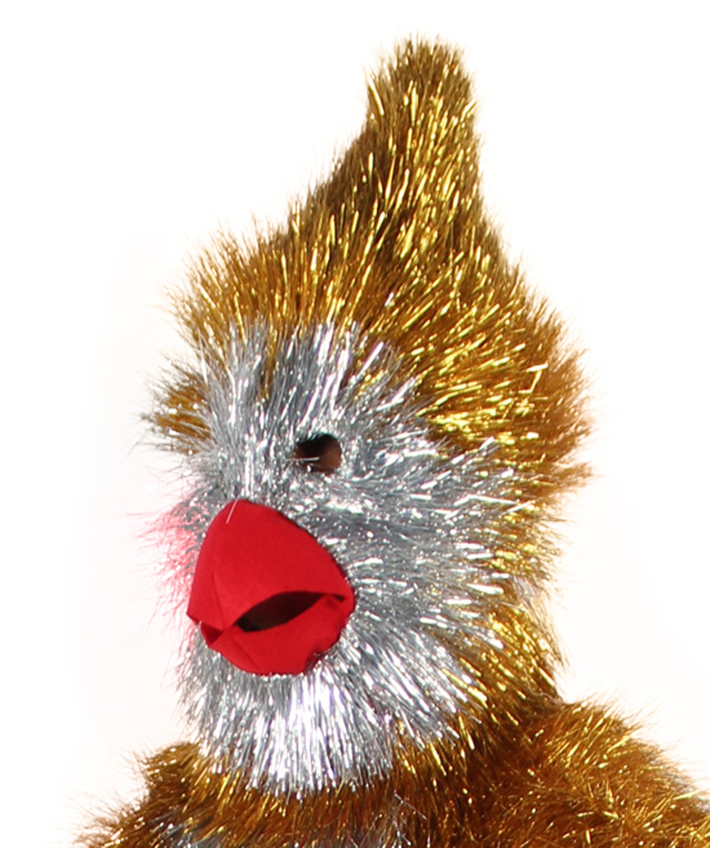 HPO Men's Furry Cardinal Mascot Tinsel Mask Costume, Halloween-Mask, Flame-retardant Tinsel Material