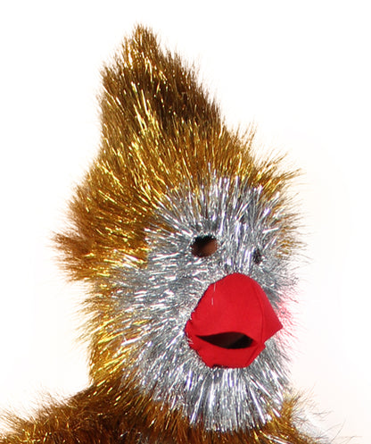 HPO Men's Furry Cardinal Mascot Tinsel Mask Costume, Halloween-Mask, Flame-retardant Tinsel Material