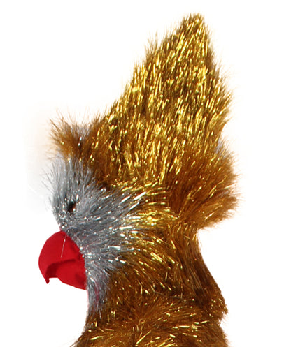 HPO Men's Furry Cardinal Mascot Tinsel Mask Costume, Halloween-Mask, Flame-retardant Tinsel Material