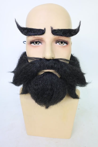 HPO Men's Cowboy Cartoon Purple Mustache and Beard,Perfect for Halloween, Flame-retardant Synthetic Fiber