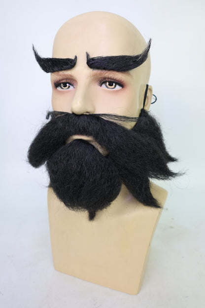 HPO Men's Cowboy Cartoon Purple Mustache and Beard,Perfect for Halloween, Flame-retardant Synthetic Fiber
