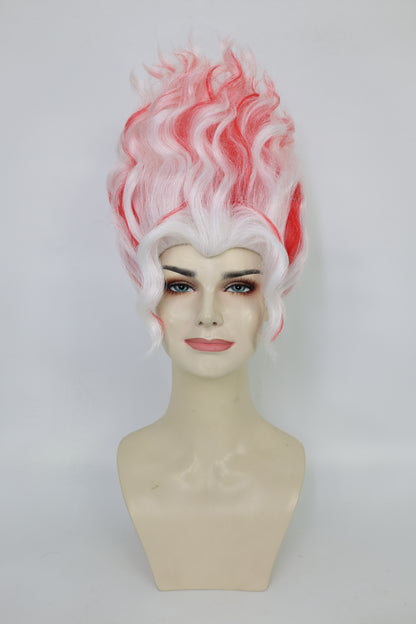 HPO Women’s Short Wavy Red & White Wig | DAN DA DAN-Inspired Hairpiece | Halloween Costume Party, Stage, Photo Shoots & Roleplay