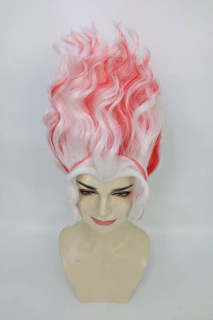HPO Women’s Short Wavy Red & White Wig | DAN DA DAN-Inspired Hairpiece | Halloween Costume Party, Stage, Photo Shoots & Roleplay
