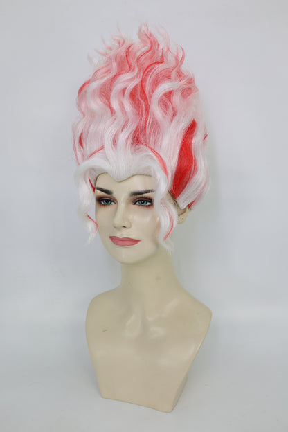 HPO Women’s Short Wavy Red & White Wig | DAN DA DAN-Inspired Hairpiece | Halloween Costume Party, Stage, Photo Shoots & Roleplay