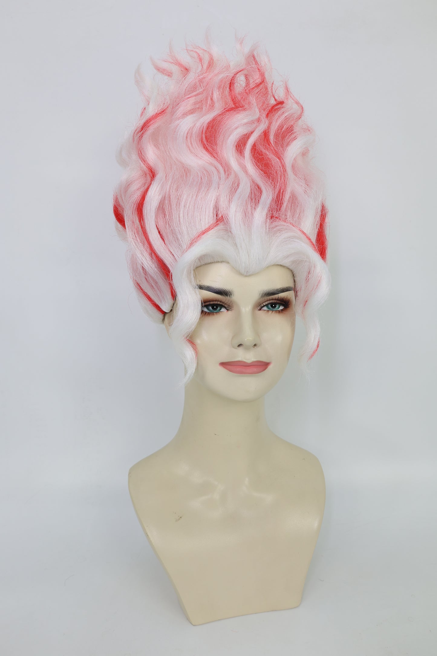 HPO Women’s Short Wavy Red & White Wig | DAN DA DAN-Inspired Hairpiece | Halloween Costume Party, Stage, Photo Shoots & Roleplay