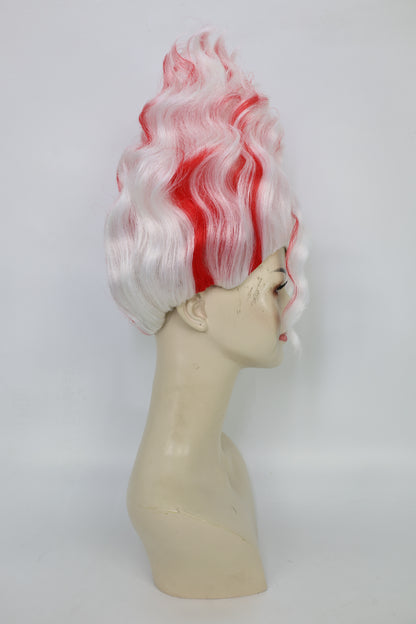 HPO Women’s Short Wavy Red & White Wig | DAN DA DAN-Inspired Hairpiece | Halloween Costume Party, Stage, Photo Shoots & Roleplay