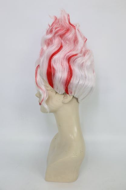HPO Women’s Short Wavy Red & White Wig | DAN DA DAN-Inspired Hairpiece | Halloween Costume Party, Stage, Photo Shoots & Roleplay
