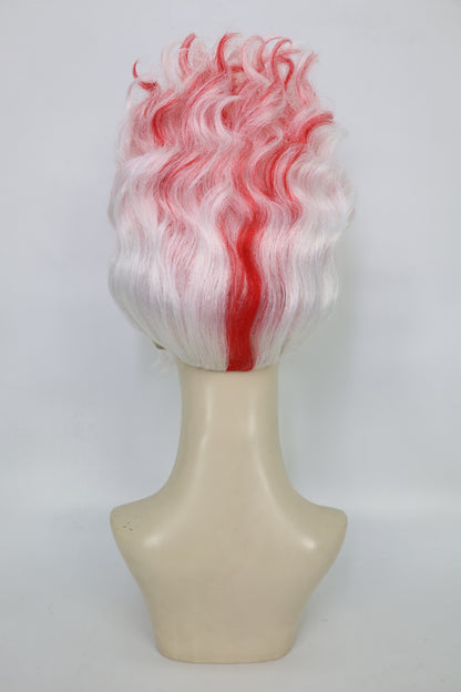 HPO Women’s Short Wavy Red & White Wig | DAN DA DAN-Inspired Hairpiece | Halloween Costume Party, Stage, Photo Shoots & Roleplay