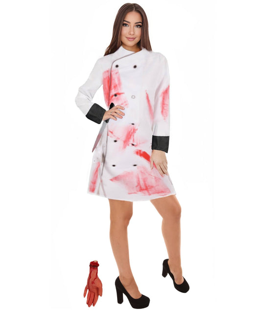 HPO Adult Women’s Deadly Chef Costume | Sinister Blood-Splattered Apron for Halloween Events