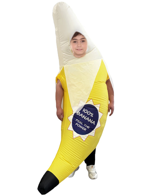 HPO Teen Unisex Banana Costume Spirit Fun Fruit Character Halloween Party Outfit | Soft Plush Fabric | Comfortable Fit for Costume Events and Festivals