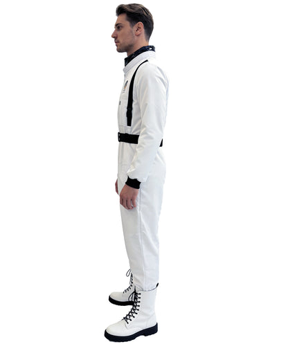 Men’s White Astronaut Costume | Space Explorer Suit with Belt, Patches & Sci-Fi Accents | Ideal for Halloween, Roleplay & Cosplay