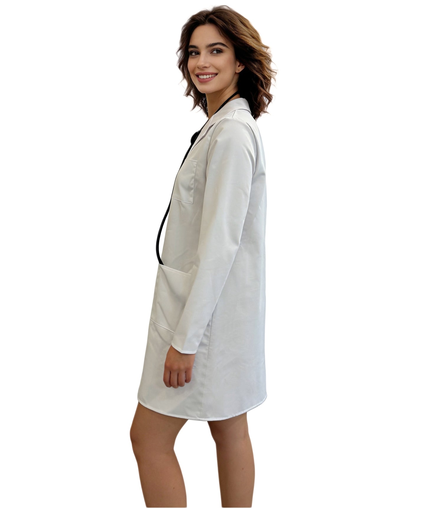 Women’s White Doctor Lab Coat White Costume | Professional Style Long Sleeve Medical Uniform for Halloween, Cosplay & Party Themes