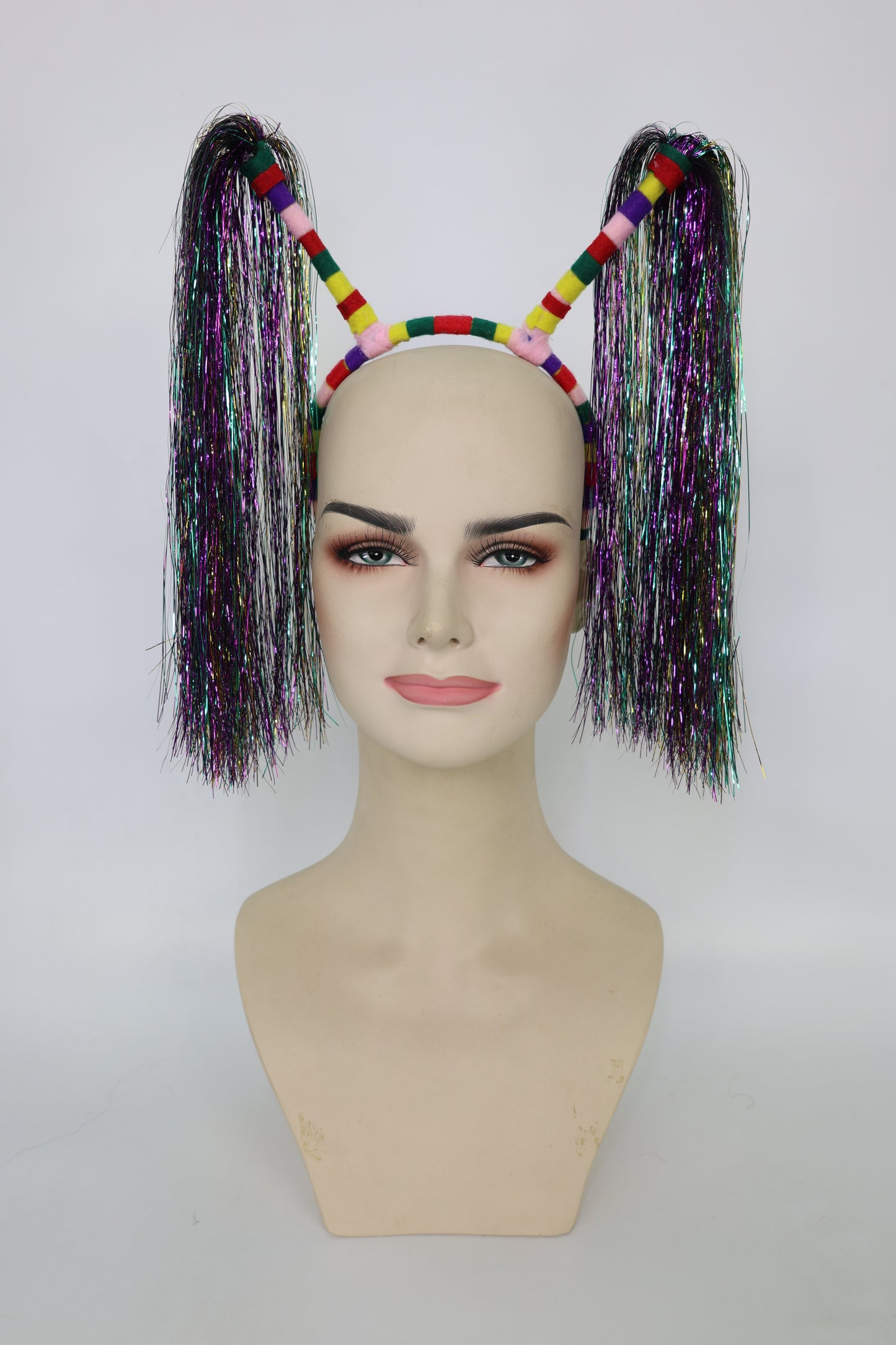 Light-Up Pom Pom Headband | Funny Tinsel Ponytail Head Bopper | Party, Birthday, Festival & Accessory for Women