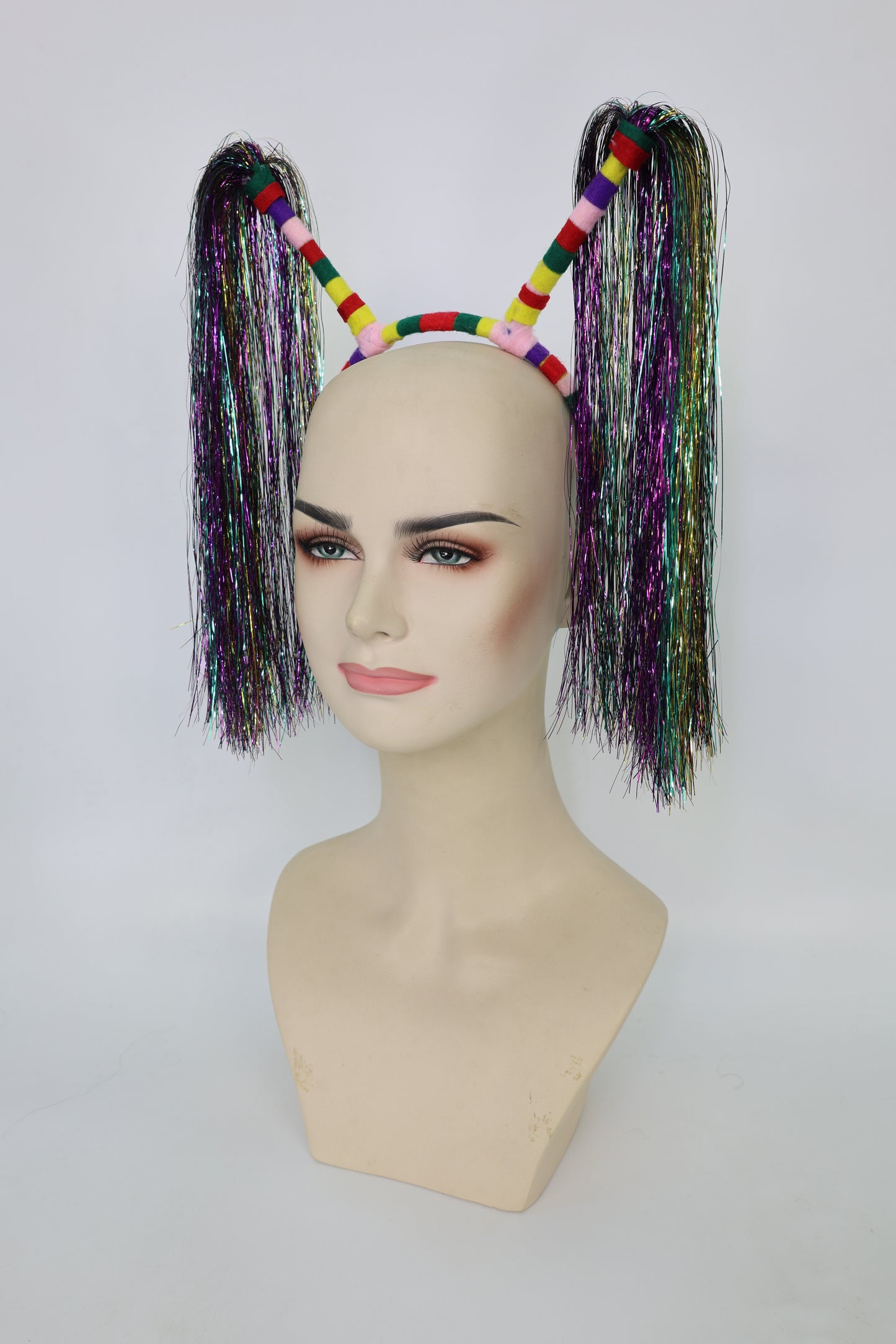 Light-Up Pom Pom Headband | Funny Tinsel Ponytail Head Bopper | Party, Birthday, Festival & Accessory for Women