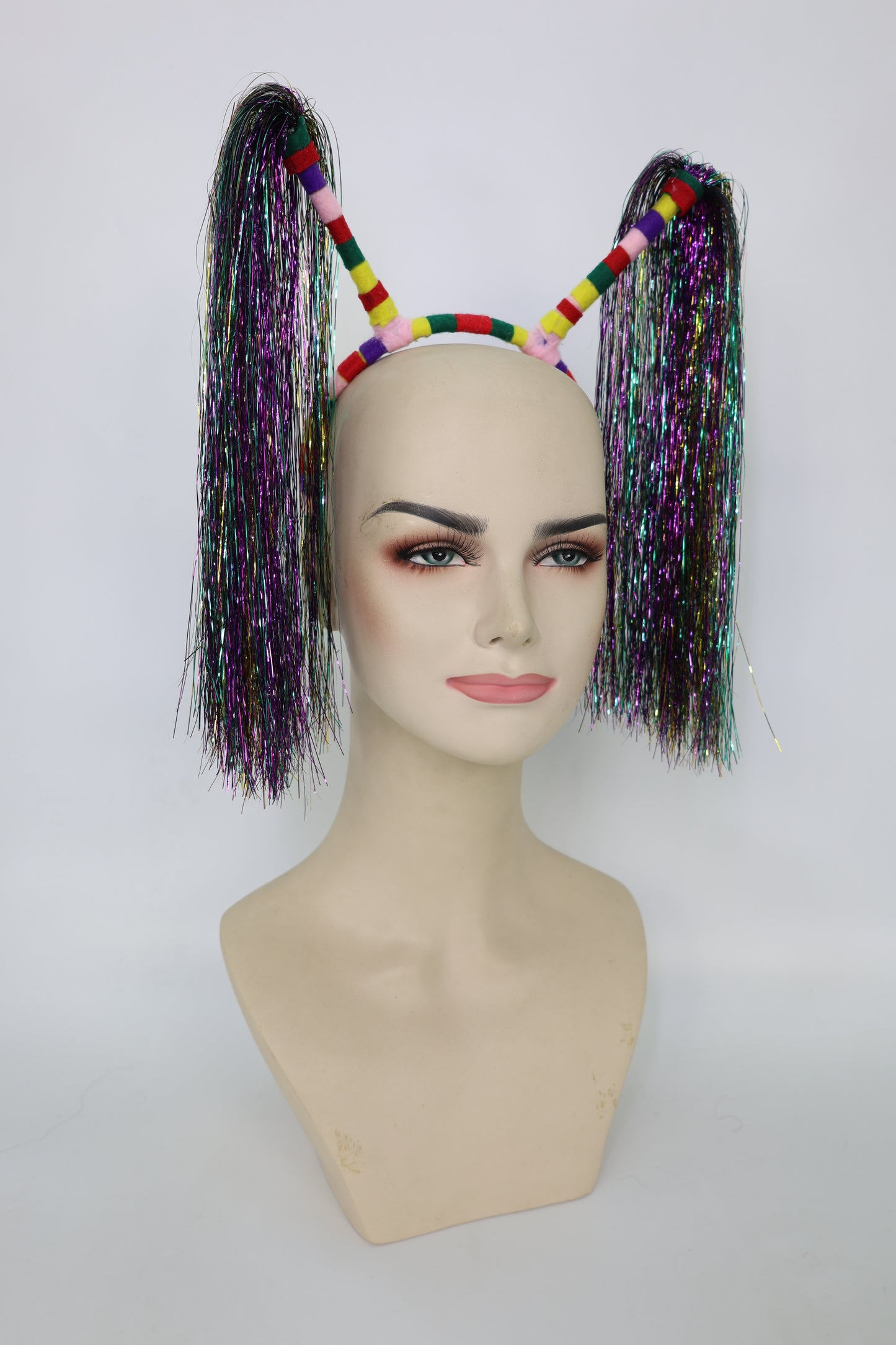 Light-Up Pom Pom Headband | Funny Tinsel Ponytail Head Bopper | Party, Birthday, Festival & Accessory for Women