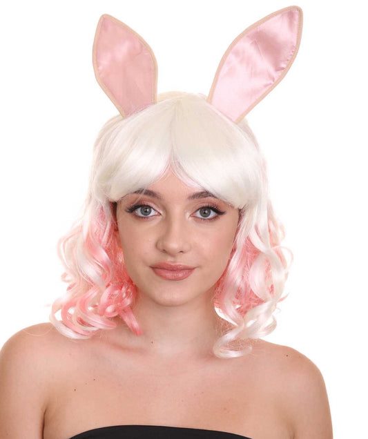 HPO Women's Multicolor Easter Bunny Wig | Two-toned Wig | Premium Breathable Capless Cap