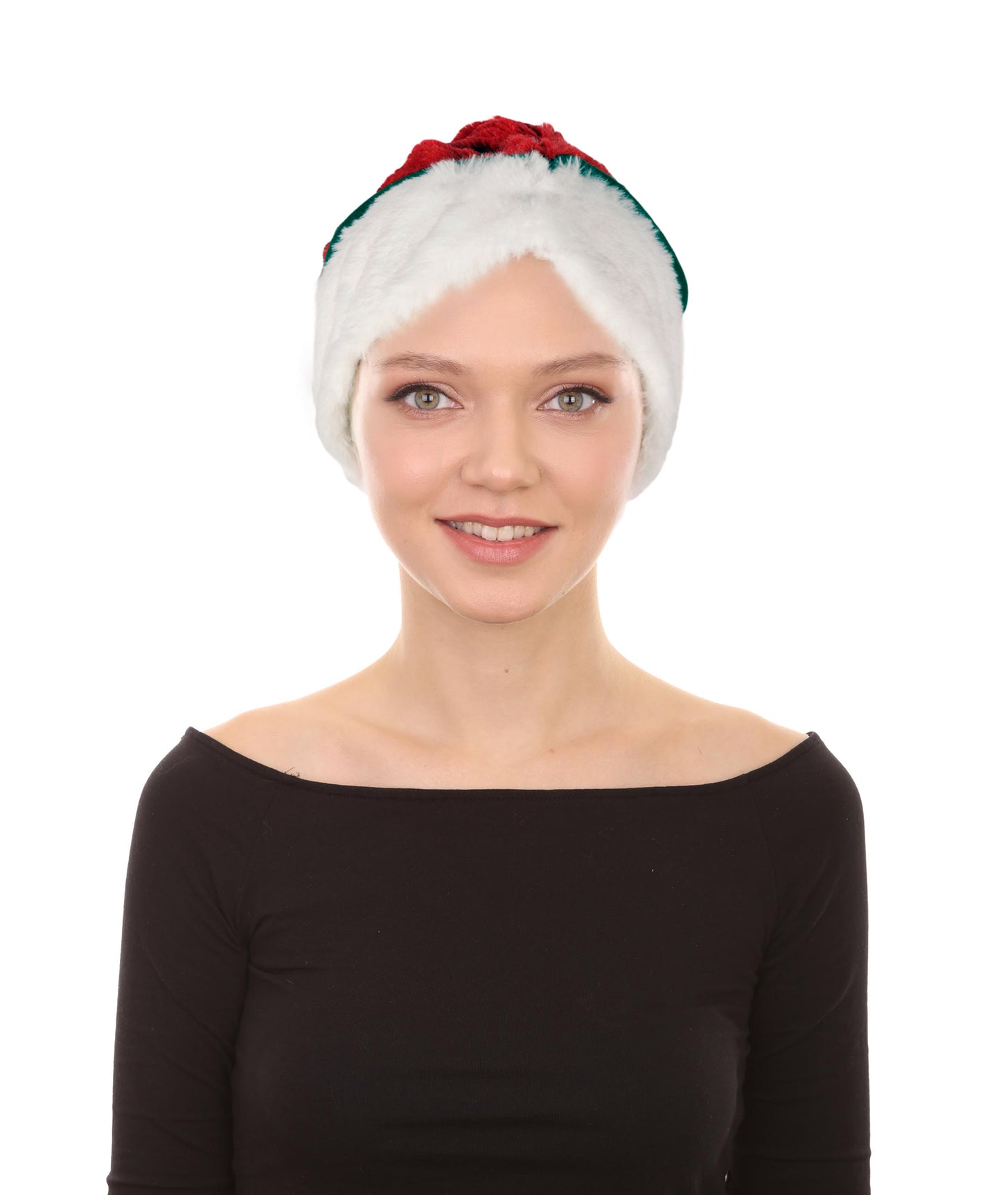HPO Unisex Classic Velvet Christmas Santa Hat | Soft Red and White Festive Holiday Hat | Ideal for Holiday fun