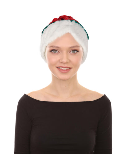 HPO Unisex Classic Velvet Christmas Santa Hat | Soft Red and White Festive Holiday Hat | Ideal for Holiday fun