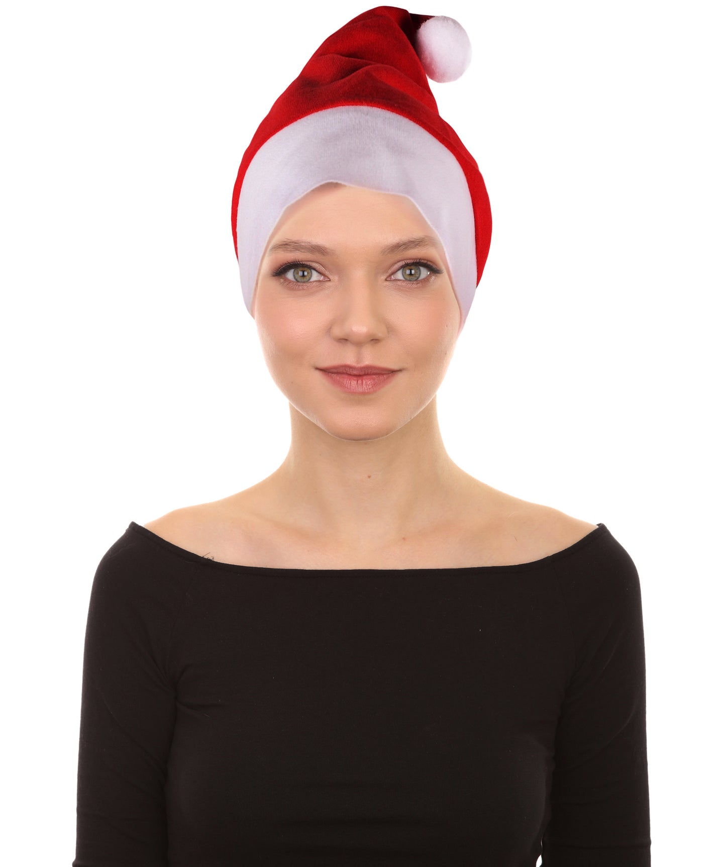 HPO Unisex Classic Velvet Christmas Santa Hat | Soft Red and White Festive Holiday Hat | Ideal for Holiday fun