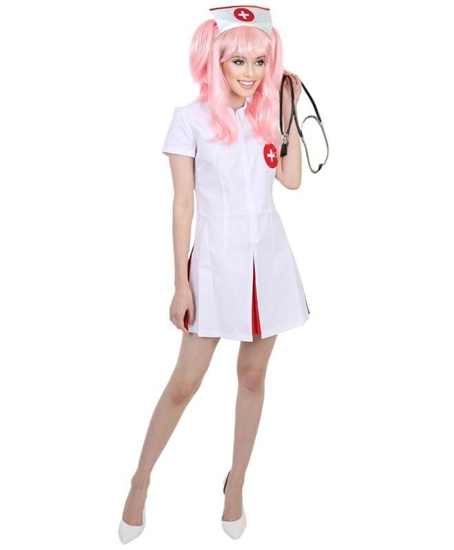 HPO Women's Say Ahhh! Sexy Nurse Role Play Costume | White Fancy Halloween Costume