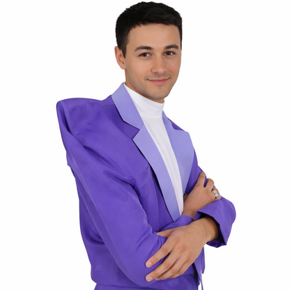 80's Rock Star | Dark Purple Suit with Mock Turtle Neck | Premium Halloween Costume