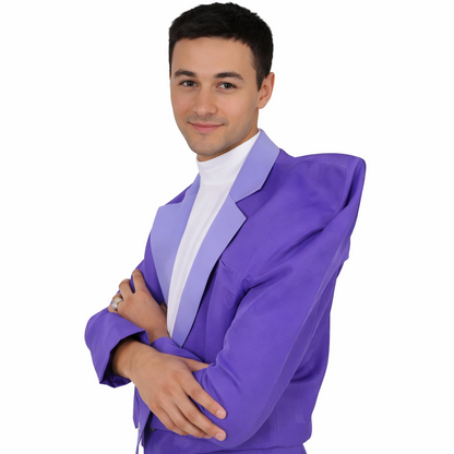80's Rock Star | Dark Purple Suit with Mock Turtle Neck | Premium Halloween Costume