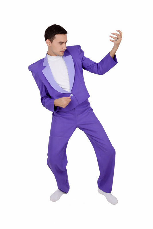 80's Rock Star | Dark Purple Suit with Mock Turtle Neck | Premium Halloween Costume