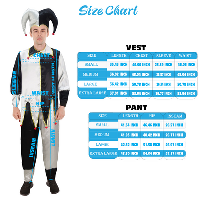 Men's Evil Jester Costume | Black and White Halloween Costume
