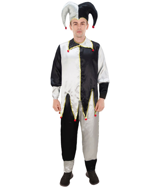 Men's Evil Jester Costume | Black and White Halloween Costume