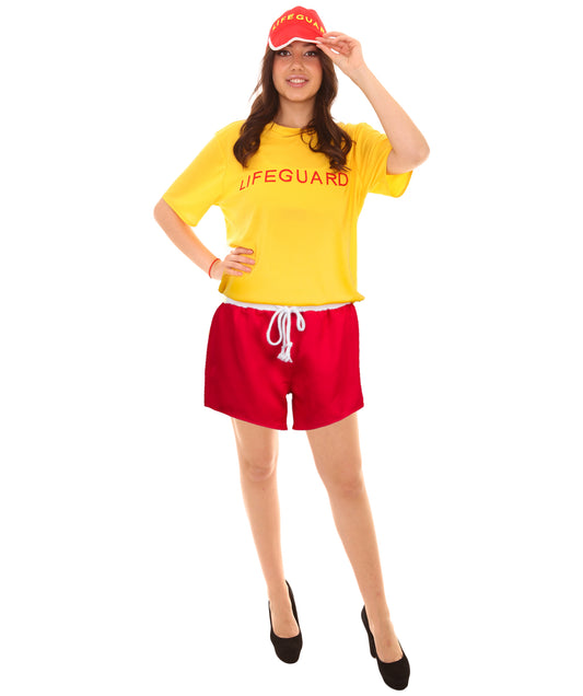 Women's Lifeguard TV/Movie Costume, Red & Yellow Fancy Costume