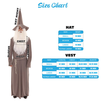 Men's Wizard Hat & Robe TV/Movie Costume | Grey Fancy Costume