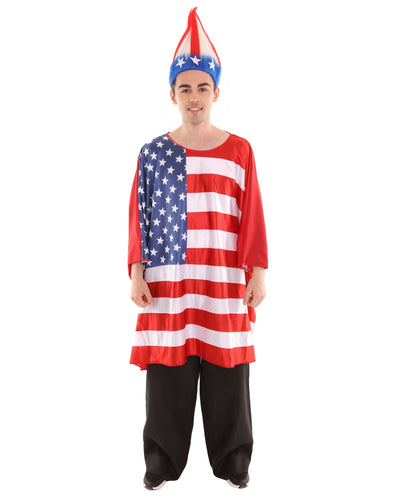 Men's USA Flag Tunic Sports Costume | Patriotic Multi Color Fancy Costume